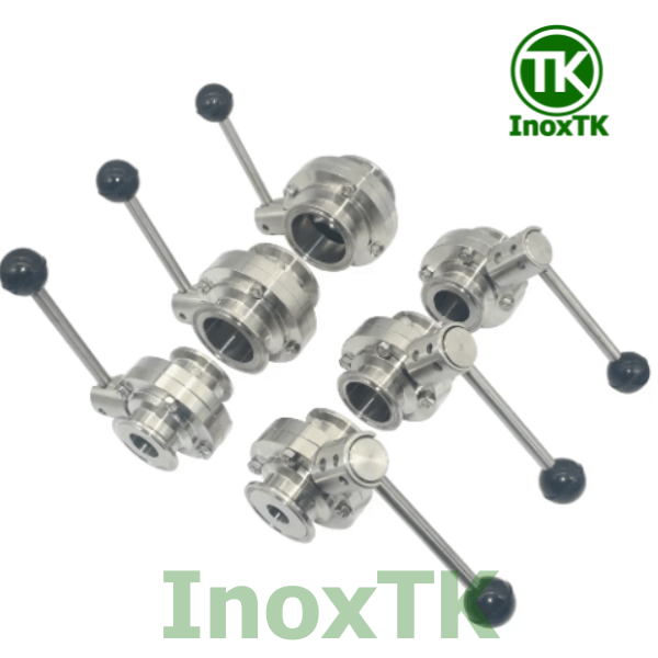 Van bướm inox vi sinh clamp tay rút