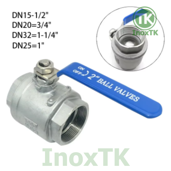 Van bi inox 2PC tay gạt nối ren
