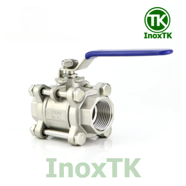 Van bi inox 3PC tay gạt nối ren