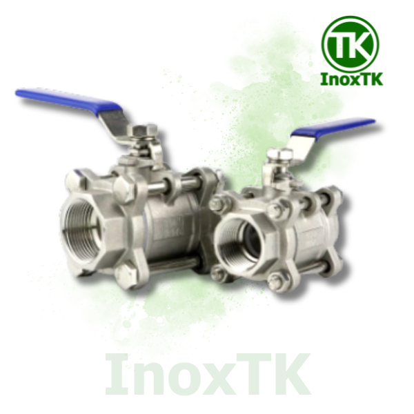 Van bi inox 3PC tay gạt nối ren