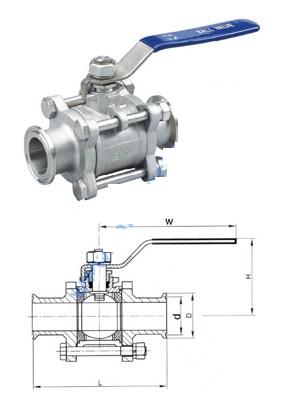 Cấu tạo van bi 3PC clamp tay gạt