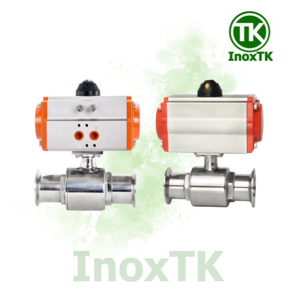 Van bi vi sinh 2 ngả nối clamp điều khiển khí nén 