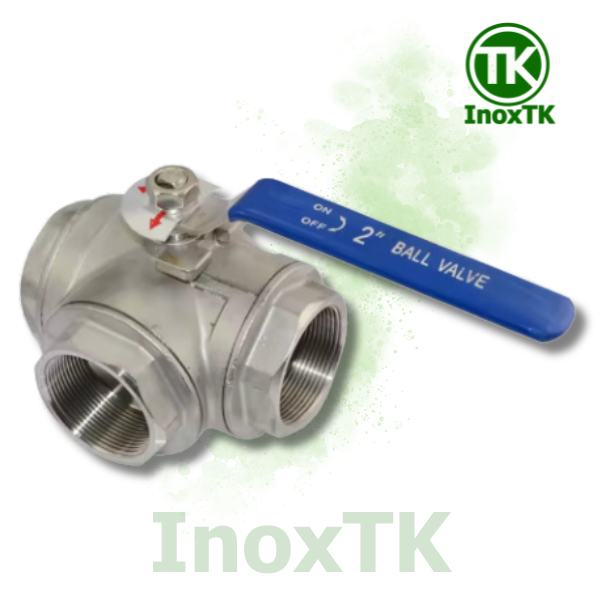 Khóa bi 3 ngã tay gạt nối ren inox 304