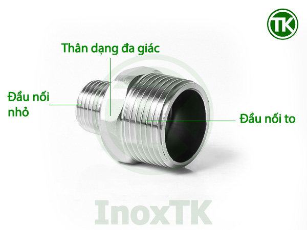 Cấu tạo kép giảm ren ngoài inox 