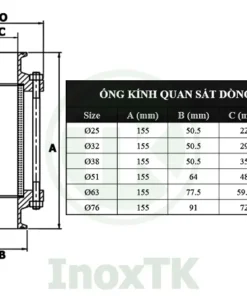 Bảng kích thước thông số ống kính quan sát vi sinh