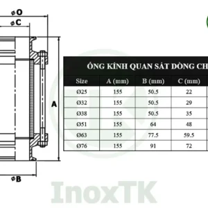 Bảng kích thước thông số ống kính quan sát vi sinh